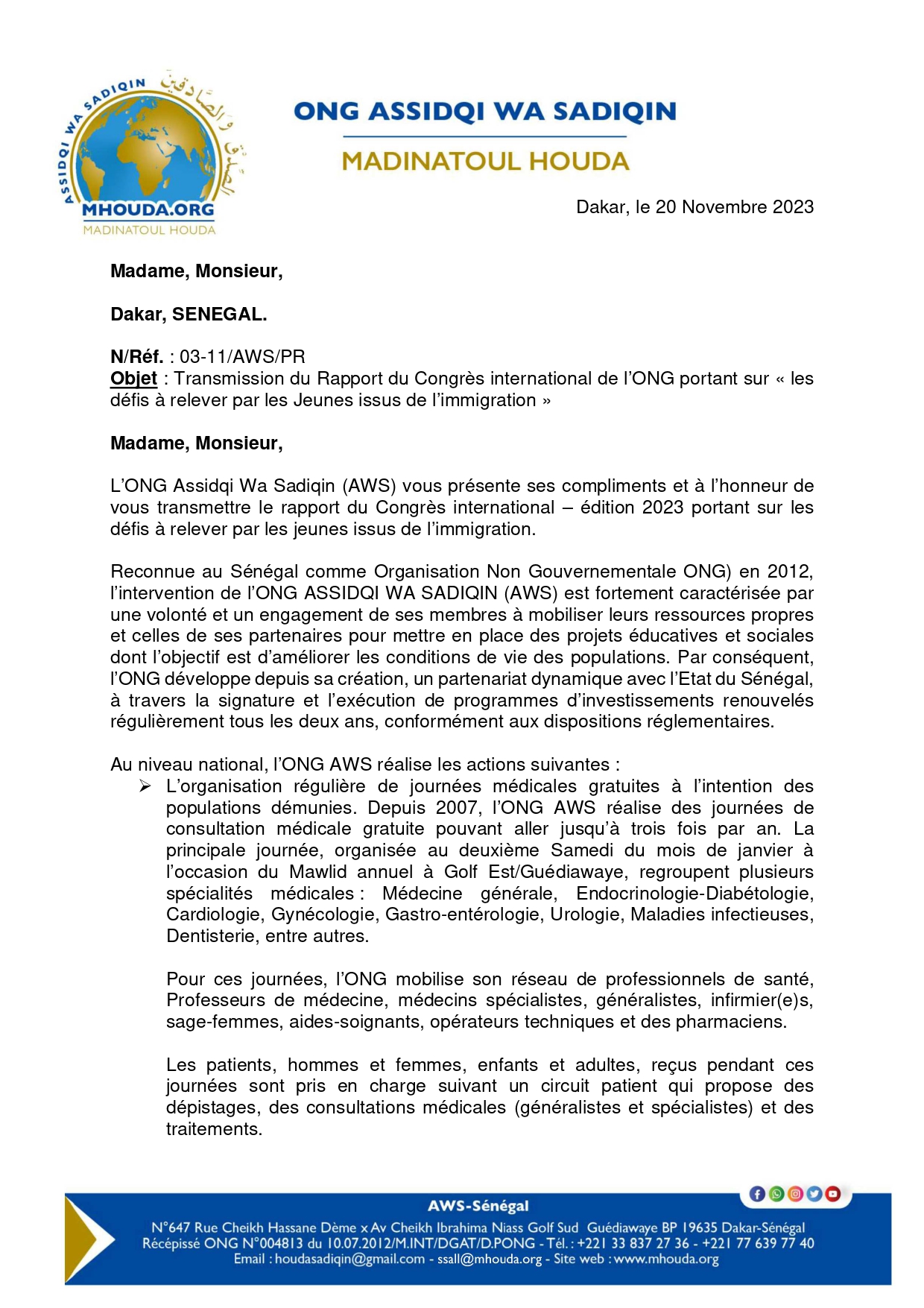 page 1 lettre FR